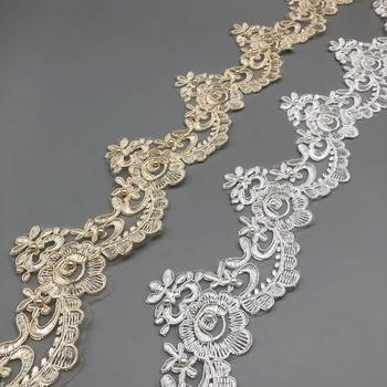 1 מטר חרוזים שוליים תחרה חיתוך קצה הבגד קולר סרט החתונה השמלה DIY עיצוב אפליקציה