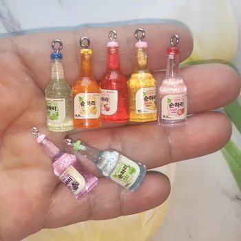 10Pcs מיני 3D שותה בקבוק משקה קסם תליוני מיניאטורי עגילי שרשרת הטלפון מחזיק מפתחות ביצוע DIY תכשיטים ואביזרים