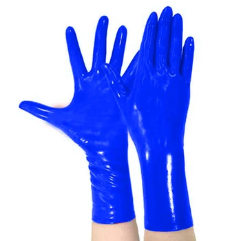 12 צבעים משטח מבריק נשים חמש אצבעות כפפות קצרות בסגנון היד כפפות פאנק הגותי Cosplay כפפות הבמה אביזרים