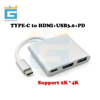 3-in-1 USB C מתאם HDMI HDMI רכזת מתאם 4K USB C Multiport מתאם USB C Converter for MacBook/ה-Chromebook Pixel/Dell