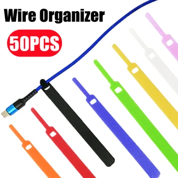 50/20pcs צבעוני לחיזוק לשימוש חוזר כבל ארגונית אוזניות העכבר קשרים ניהול כבלים חוטים כבלים Winder עבור iPad Samsung חדש
