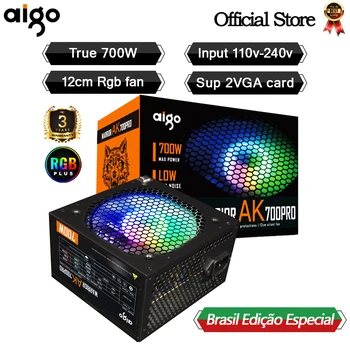 Aigo AK700PRO 700W מחשב PSU יחידת אספקת כוח שחור המשחקים שקט 120 מ 