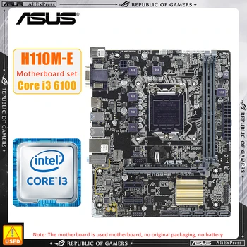Asus H110M-E לוח אם עם מעבדי Core i3-6100 CPU LGA 1151 מידע H110 לוח אם ערכת DDR4 32G 2133MHZ PCI-E 3.0 USB3.0 SATA 3