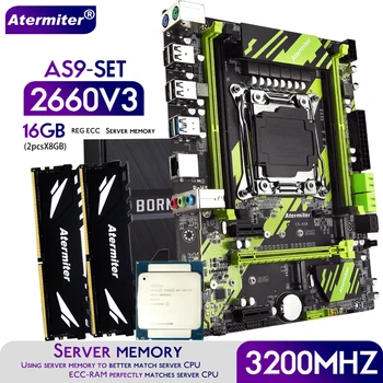 Atermiter X99 AS9 D4 לוח האם להגדיר עם Xeon E5 2660 V3 CPU LGA 2011-3 2pcs X 8GB = 16GB 3200MHz DDR4 זיכרון ECC REG RAM