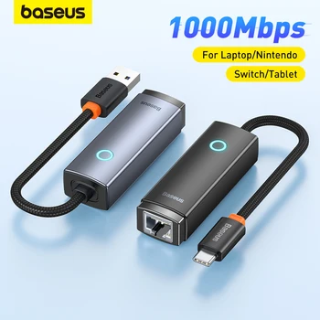 Baseus USB C מתאם Ethernet אלומיניום Gigabit USB C מתאם עבור מחשב נייד MacBook Pro 1000/100Mbps USB Lan RJ45 כרטיס רשת