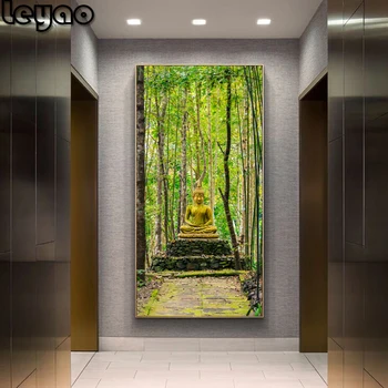 diy יהלום בודהיזם, זן פסל בודהה יער הבמבוק פוסטר 5d יהלום ציור קיר אמנות גדול גודל הציור יהלום רקמה