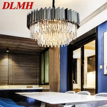 DLMH אור תליון מודרני כפול קריסטל מנורת LED יוקרה במקום בית האוכל, הסלון