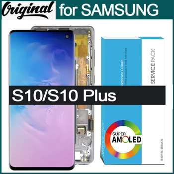 Super AMOLED LCD מחליף SAMSUNG Galaxy S10 SM-G973F/DS S10 בנוסף SM-G975F/DS S10+ מסך מגע, תצוגה