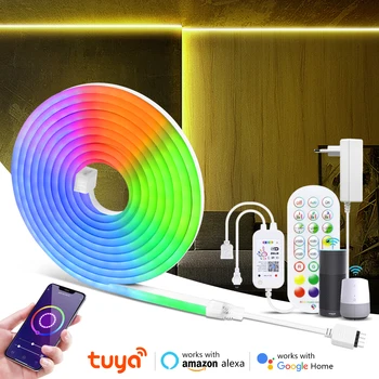 Tuya WiFi 12V LED אור ניאון להתפשט Bluetooth בקרת יישום LED RGB ניאון הקלטת קישוט אלקסה הבית של Google עבור עיצוב חדר