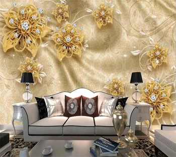 wellyu המסמכים דה parede 3d טפט מותאם אישית 3D מובלט זהב תכשיטים תבנית רוז הטלוויזיה רקע קיר המסמכים pintado tapety