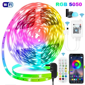 Wifi רצועת Rgb 5050 5M 10M-15 מטר 50 Led 24V חדר אור טלוויזיה Led אחורית קסם הביתה Bluetooth Controller Luces תאורת Led בר
