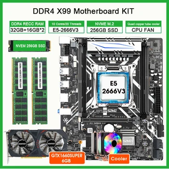 X99 G2 לוח אם ערכת LGA2011-V3 E5 2666 V3 מעבד 32GB (2*16GB) הזיכרון 256GB M. 2 SSD GTX1660S 6GB כרטיס גרפי CPU Cooler