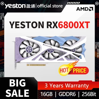 YESTON חדש RX6800XT 16GB RX 6800 XT, כרטיס גרפי GDDR6 16G 256bit 7NM המשחק RGB שולחן העבודה של המחשב GPU placa de vídeo Видеокарта 