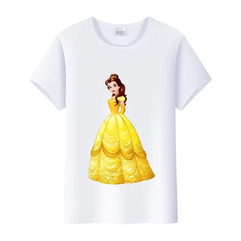 דיסני הנסיכה היפה והחיה גרפי ילדה חולצת נשים חולצת טי Kawaii היפי חולצה נשית לבן Y2k מקסימום בגדים מתנה