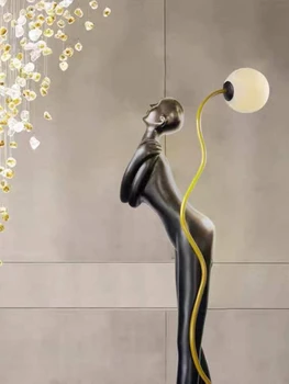 דמוי פסל הכדור מחזיק מנורה בלובי המלון Exhibition Hall מחלקת המכירות מדגם מנורת רצפה קישוט החדר