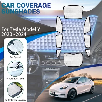 המכונית כיסוי מלא שמשיות עבור טסלה מודל Y 2020 2021 2022 2023 2024 שמשות השמשייה קוצ ' ה Shaby Sunblind אביזרי רכב