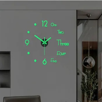 חדש 1pcs יצירתי זוהר שעון קיר הסלון diy מדבקת קיר שעון השתק שעון שעון קיר לקישוט הבית