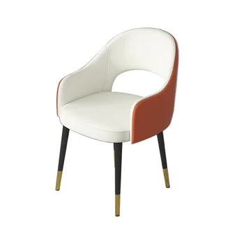 לבן יוקרה נורדי יחיד כיסא עור צואה מודרני עיצוב פשוט האוכל הכיסא בסלון משענת כיסא יחיד רהיטים