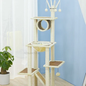 מודרני מעץ מלא חתול מטפס מסגרת רהיטים חתול קן עץ מחמד אספקה עיצוב יצירתי תכליתי חתול מגדל