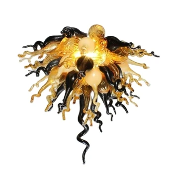 מודרני מעצב נברשות ענבר שחור זהב עבודת יד זכוכית Roud תלויות מנורות עבור חדר אוכל חדר השינה המטבח גופי תאורה