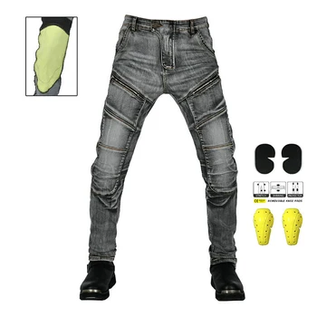מוטוקרוס קאובוי מכנסיים מוטו ג ' ינס נופל מניעת אופנועים ציוד לאופנוע אלסטי מכנסיים עם הגנות גברים