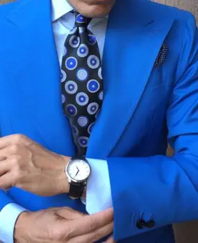מותאם אישית כחול רויאל גברים דש בלייזר המכס האיש הטוב ביותר בחתונה שמלה 2 חלקים (ז ' קט + מכנסיים)