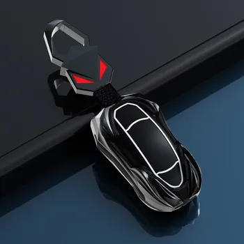 מפתח המכונית כיסוי Case עם חגורה סגסוגת אלומיניום מפתח מעטפת שקית אחסון מגן על טסלה מודל S מודל 3 מודל X אביזרים