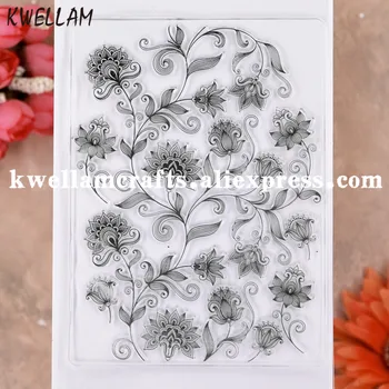 פרחים רקע הדבקות כרטיסי צילום חותמת גומי ברור חותמת שקוף חותמת KW9112609