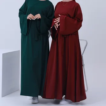 רמדאן עיד בסיסי Abaya דובאי, טורקיה נידה רגיל המוסלמים חיג ' אב שמלה סגורה כפיות לנשים אפריקה האסלאמית בגדים Kaftan החלוק