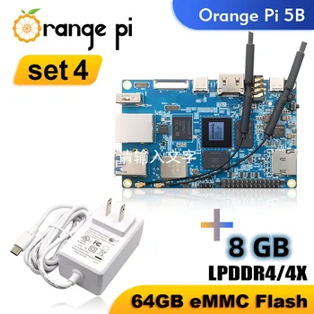 תפוז פאי 5B + ספק כוח יחיד מחשב הלוח 8GB Ram RK3588S 64GB EMMC על לוח WIFI+BT הדגמה פיתוח המנהלים Orangepi 5 B