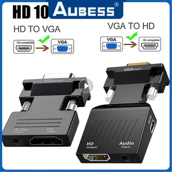 1080p Hd Vga ל-HDMI תואם/HDMI תואם ל-Vga ממיר נייד אולטרה-קטן עם אודיו למחשב נייד Hdtv מקרן