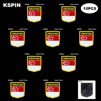 10pcs הרבה הדגל הלאומי תיקון הוק לולאה סינגפור התגים הסרט 3D מקל על הז ' קט תרמיל מדבקות
