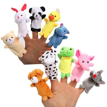 10set חדש פופולרי חמוד קטיפה האצבע-בובה עם רגליים בעלי חיים קריקטורה האצבע בובת קטיפה צעצוע לילדים המוקדמת של החינוך צעצוע קטיפה