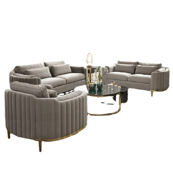 הסגנון האיטלקי דובאי יוקרה הספה בסלון רהיטים מעוגלים השידה בית ספה Set1+2+3