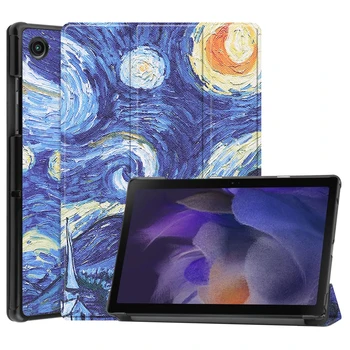 טאבלט Samsung Galaxy Tab A8 Case כיסוי 10.5 2021 X205 x 200, x דפוס Fundas עור PU קשה המחשב Coque אוטומטי לישון לעמוד פגז