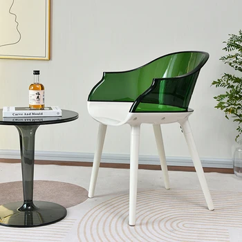 פלסטיק לבן האוכל כיסא שקוף יהירות ארגונומי אקריליק האוכל הכיסא עיצוב המטבח Cadeira גיימר ריהוט חדר האוכל