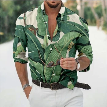 קיץ אופנה חדשה החולצה של הגברים טמפרמנט שרוול ארוך צללית החולצה מזדמן חופשי גבי חולצות